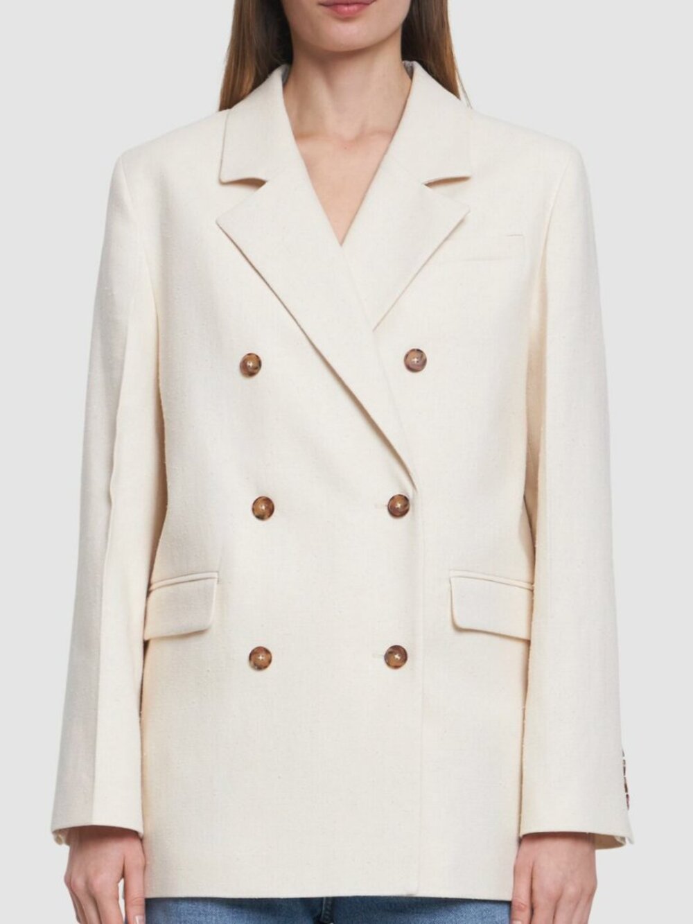 Loulou Studio Gorak Cotton Blend Blazer Ivory